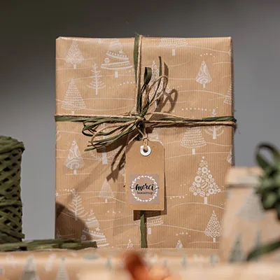 Étiquettes cadeaux adhésives Merci beaucoup 35 x 35 mm Kraft - Boîte de 500 - Étiquettes cadeaux adhésives-1