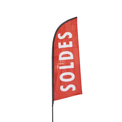 Oriflamme SOLDES 85 x 225 cm rouge/blanc - Affiches Soldes