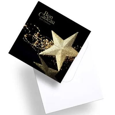 Bon cadeau étoile or / noir spécial Noël 12 x 12 cm - Paquet de 12 - Bons cadeaux