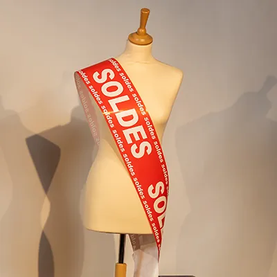 Banderole SOLDES 15 cm x 10 m rouge/rouge - Affichage Soldes - Banderoles Soldes et Destockage-1