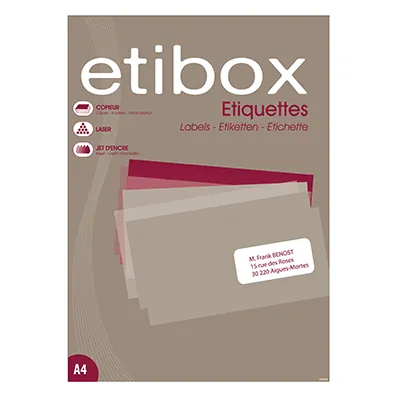 400 Étiquettes adhésives blanches multi-usages 105 x 148 mm Etibox - Étiquettes adhésives neutres