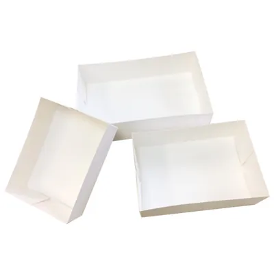 Caissette pâtissière carton blanc sans couvercle 18 x 12 x 5 cm - Lot de 100 - Boîtes pâtissières, Caissettes pâtissières