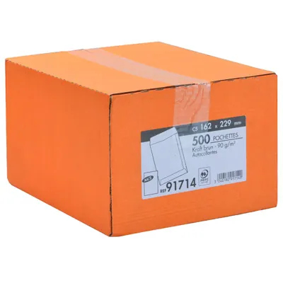 Pochette C5 kraft brun sans fenêtre La Couronne 162 x 229 mm 90g – Boîte de 500 - Pochettes kraft-1