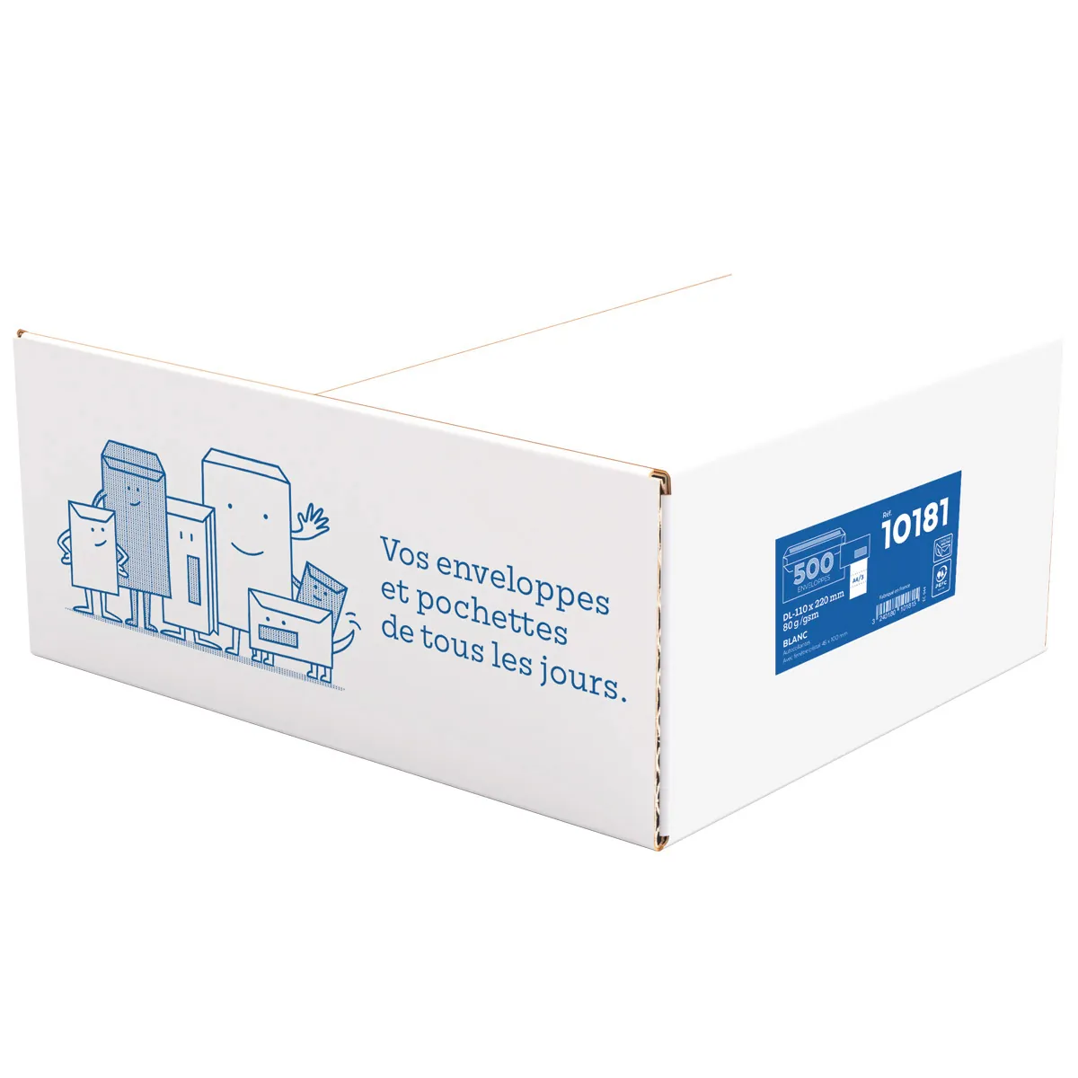 Enveloppe blanche DL 110 x 220 mm 80g avec fenêtre La Couronne - Paquet de 500 - Enveloppes blanches-1