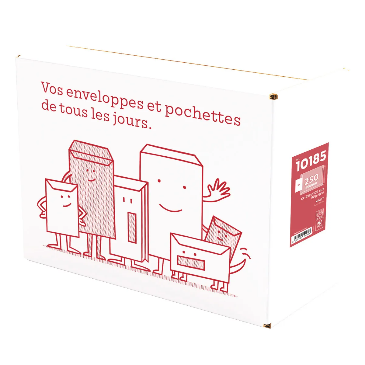 Pochette C4 kraft brun sans fenêtre La Couronne 229 x 324 mm 90g – Boîte de 250 - Pochettes kraft-1