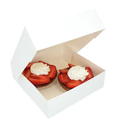 Boite traiteur carton blanc 16 x 16 x 5 cm - Boite plateau traiteur - Boîte pâtissière - Lot de 50 - Boîtes pâtissières, Caissettes pâtissières-2