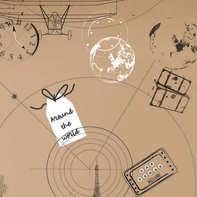 Papier cadeau voyage noir & blanc 69 cm x 50 m 60 g/m² – Le rouleau - Papier cadeaux couchés à motifs