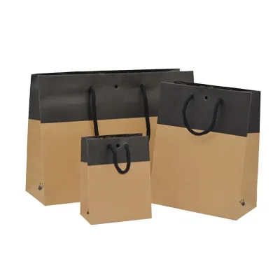 Sac kraft luxe bicolore brun / noir 33 x 11,5 x 24 cm - Lot de 10 - Sacs kraft luxe-1