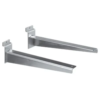 Console pour tablette bois ou verre en métal chromé pour panneau rainuré L 35 cm - Gris - La paire - Consoles pour tablettes