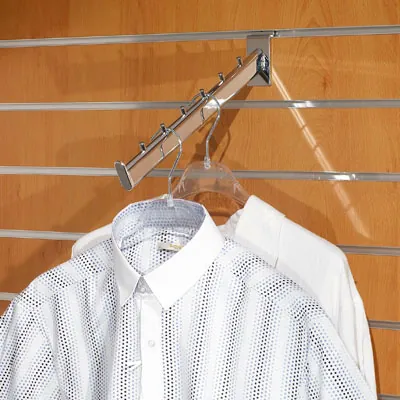 Bras incliné pour fond rainuré avec 7 crochets L 36 cm métal chromé tube ovale 30 x 15 mm - Bras-1