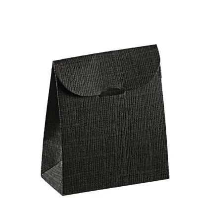 Pochette cadeau noire carton finition luxe 11,5 x 5,5 x 18 cm - Paquet de 10 - Pochettes cadeaux luxe