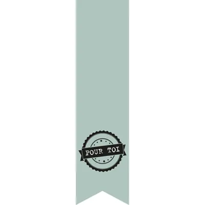 Étiquettes adhésives pour sacs Pour toi - Vert eau / Noir - L 35 x H 135 mm - Paquet de 200 - Étiquettes cadeaux ferme sac