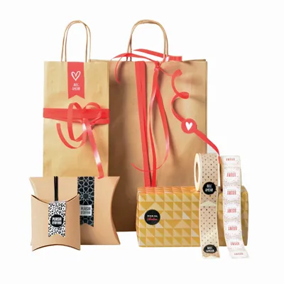 Étiquette cadeau adhésive pour sac Pour toi Vieux rose / Noir 35 x 135 mm - Paquet de 200 - Étiquettes cadeaux ferme sac-1