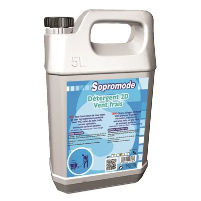 Détergent professionnel Sopromode 2D parfum vent frais - Bidon de 5 litres - Entretiens divers