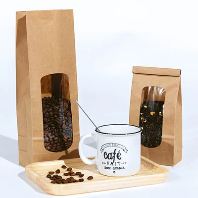 Sac SOS kraft brun avec fenêtre 650 ml 13,5 x 7 x 31,5 cm - Sachet SOS - Lot de 100 - Sacs SOS avec fenêtre-1