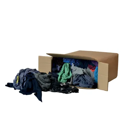 Chiffons textile recyclé d'essuyage industriel - Carton de 10 kg - Essuyage