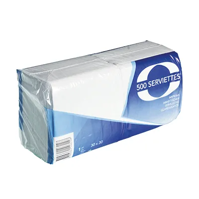 Serviette papier ouate 1 pli 30 x 30 cm - Serviette jetable - Serviette de table papier - Blanc - Paquet de 500 - Serviettes jetables, Serviettes cocktails