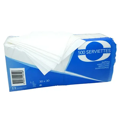 Serviette papier ouate 1 pli 30 x 30 cm - Serviette jetable - Serviette de table papier - Blanc - Paquet de 500 - Serviettes jetables, Serviettes cocktails-1