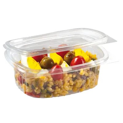 Barquette avec couvercle charnière 375 ml 14,5 x 11,5 x 5 cm - Barquette plastique - Lot de 50 - Barquettes plastique