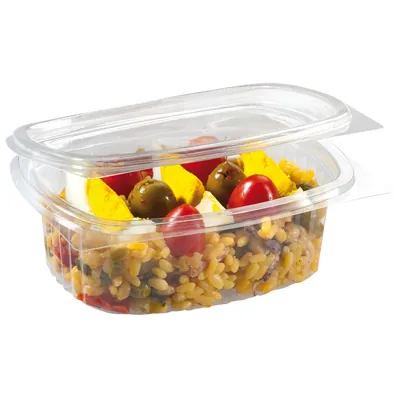 Barquette avec couvercle charnière 750 ml 17 x 14,5 x 6,3 cm - Barquette plastique - Lot de 50 - Barquettes plastique