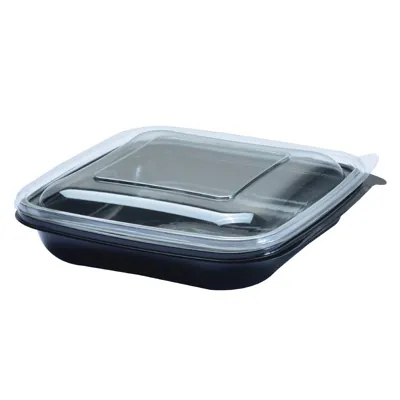 Bol salade 500 ml plastique Noir 19 x 19 x 3,2 cm - Bol plastique - Lot de 50 - Boîtes salade, Bols salade-2