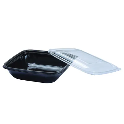 Bol salade 750 ml plastique Noir 19 x 19 x 4,5 cm - Bol plastique - Lot de 50 - Boîtes salade, Bols salade-1