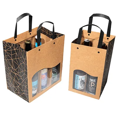 Sac kraft pour 6 bouteilles de bière 25 à 33 cl 15 + 15 x 26 cm, paquet de 10 - Mètres de bières, Emballages pour bouteilles de bières-3