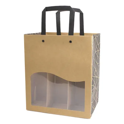 Sac kraft pour 6 bouteilles de bière 25 à 33 cl 15 + 15 x 26 cm, paquet de 10 - Mètres de bières, Emballages pour bouteilles de bières