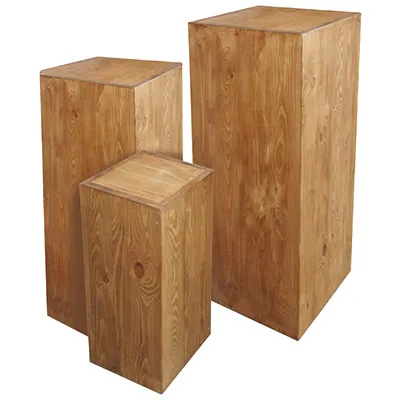 Podium colonne bois 24 x 24 x 60 cm - Podium cube - Podium de présentation magasin - Ligne Authentique-1