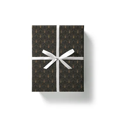Papier cadeau Art Déco couché blanc 70 cm x 50 m, noir / or, 80 g/m² - Papier cadeaux couchés à motifs-2
