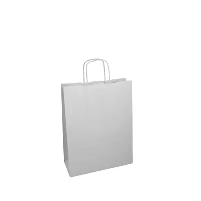 Sac kraft blanc poignées torsadées 16 x 7 x 21,5 cm 90g/m² - Lot de 50 - Sacs kraft blanc poignées torsadées