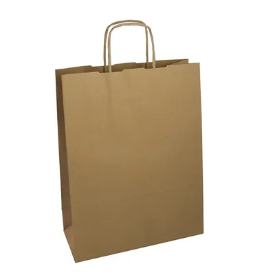 Sac kraft brun poignées torsadées 46 x 16 x 49 cm - Sac papier kraft - Paquet de 50 - Sacs kraft brun poignées torsadées