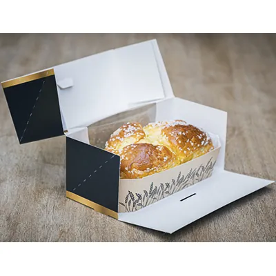 Boîte à bûche à fenêtre noir / or 20 x 11 x H 10 cm - Paquet de 25 - Boîtes à bûches-1