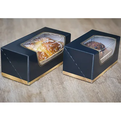 Boîte à bûche à fenêtre noir / or 20 x 11 x H 10 cm - Paquet de 25 - Boîtes à bûches-2