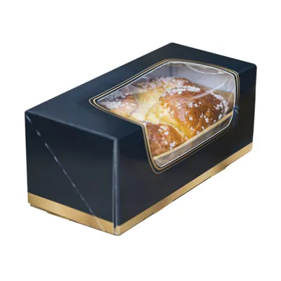 Boîte à bûche à fenêtre noir / or 25 x 11 x H 10 cm - Paquet de 25 - Boîtes à bûches