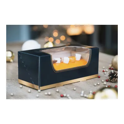 Boîte à bûche à fenêtre noir / or 25 x 11 x H 10 cm - Paquet de 25 - Boîtes à bûches-1