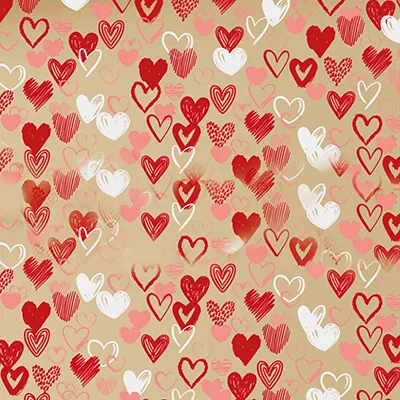 Papier cadeau kraft brun coeurs rouges et blancs My love 60 g - Rouleau de 70 cm x 50 m - Papiers cadeaux kraft à motifs
