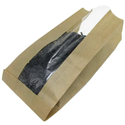 Sachet kraft avec fenêtre 1 kg 14 + 8 x 27 cm - Sac kraft sans poignée - Lot de 1000 - Sacs SOS avec fenêtre-1