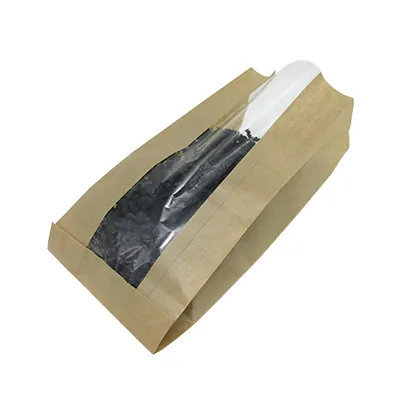 Sachet kraft avec fenêtre 1 kg 14 + 8 x 27 cm - Sac kraft sans poignée - Lot de 1000 - Sacs SOS avec fenêtre-2