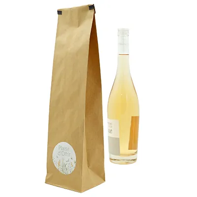 Sacs kraft vergé 1 bouteille - Sacs pour bouteilles de vin-1