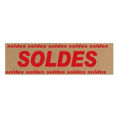 Banderole SOLDES 15 cm x 10 m brun/rouge - Affichage Soldes - Banderoles Soldes et Destockage
