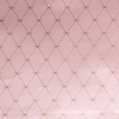 Papier cadeau métallisé design Rose poudré / Lacets Or 70 cm x 25 m - Papiers cadeaux à effets