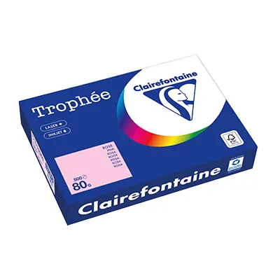 Papier A4 rose pastel 80g Clairefontaine Trophée - Ramette de 500 feuilles - Papier imprimante