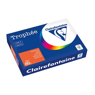 Papier A4 orange vif 80g Clairefontaine Trophée - Ramette de 500 feuilles - Papier imprimante