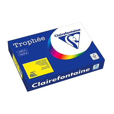 Papier A4 jaune soleil 80g Clairefontaine Trophée - Ramette de 500 feuilles - Papier imprimante
