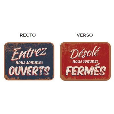 Panneau Ouvert / Fermé vintage rouge / bleu 20 x 15 cm - Pancarte Ouvert / Fermé - Plaques PVC