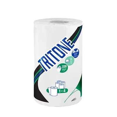 Essuie-tout ménager Tritone 100% cellulose 3 plis – 220 formats – blanc – 1 rouleau - Essuie-mains