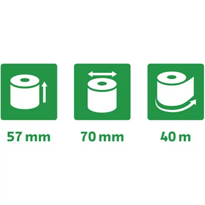 Rouleau de recharge pour calculatrice et caisse enregistreuse 57 x ø 70 mm x L 40 m - Lot de 10 - Calculatrices-1