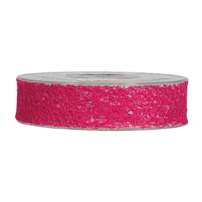 Ruban en maille alvéolé rose fuchsia 25 mm x 20 m polyester - Ruban décoratif - Ruban cadeau - Rubans tissu, Cordons