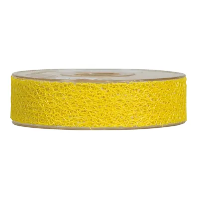 Ruban en maille alvéolé jaune 25 mm x 20 m polyester - Ruban décoratif - Ruban cadeau - Rubans tissu, Cordons